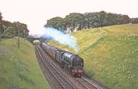 A1 Pacific no 60121 <I>Silurian</I> with a Carlisle - Edinburgh semi-fast photographed north of Hawick in September 1964.<br><br>[Robin Barbour Collection (Courtesy Bruce McCartney) /09/1964]