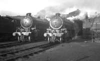 K1 2-6-0s 62043 and 62048 photographed in the yard of  their home shed at Darlington on 25 January 1964. Resident V2 60916 stands just beyond.<br><br>[K A Gray 25/01/1964]