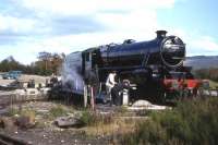 Black 5 no 5025 being turned at Aviemore on the Speyside Railway in the summer of 1982.<br><br>[Frank Spaven Collection (Courtesy David Spaven) //1982]