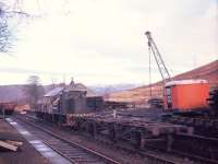 Track-lifting train at Glenoglehead Crossing in December 1966. [See image 31542] <br><br>[Frank Spaven Collection (Courtesy David Spaven) /12/1966]