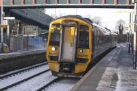 158732 runs into a chilly Dalgety Bay station with a morning Haymarket (SO) - Glenrothes with Thornton service on 27 November 2010.<br>
<br><br>[Bill Roberton 27/11/2010]