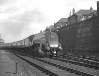 A4 Pacific no 60028 <I>Walter K Whigham</I> comes off the King Edward Bridge shortly after leaving Newcastle Central on 6 October 1962. The train is the 9.30am Glasgow Queen Street - London Kings Cross. <br><br>[K A Gray 06/10/1962]