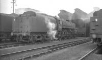 BR Standard Class 5 4-6-0 no 73108 stands on Carstairs shed around 1966.<br><br>[K A Gray //1966]