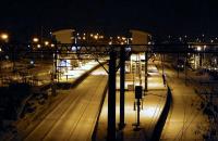 View east over Airdrie station on the evening of 29th November 2010 following a snowfall.  <br><br>[John Steven 29/11/2010]