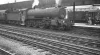 B16 4-6-0 no 61444 at Doncaster on 28 July 1962 about to take out the 5pm Kings Cross - Hull train. D4082 is on station pilot duty in the background.<br><br>[K A Gray 28/07/1962]