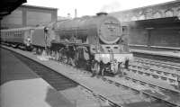 Royal Scot 4-6-0 no 46139 <I>The Welch Regiment</I> waits patiently on one of the centre roads at Carlisle station on the morning of 23 September 1961, having arrived light engine from Upperby shed. The locomotive will eventually take over the 10.15am Glasgow Central - Euston train.<br><br>[K A Gray 23/09/1961]