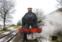 5637 steam heating its train at Cranmore on the East Somerset Railway prior to running round and heading up the line. Photographed on 4 December 2010.<br>
<br><br>[Peter Todd 04/12/2010]