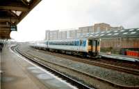 A Glasgow Central - Carlisle DMU arrives at Kilmarnock in April 1989.<br><br>[Colin Miller /04/1989]