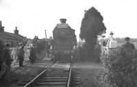 Ex-NBR 4-4-0 no 256 <I>Glen Douglas</I> with the joint SLS/MLS <I>Carlisle Rail Tour</I> on 6 April 1963. The locomotive is posing during a photostop on the level crossing at Gilnockie on its way back from Langholm to Carlisle.<br><br>[K A Gray 06/04/1963]