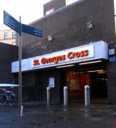 Scene outside St Georges Cross Subway station on 27 November 2010, featuring a bicycle with a particularly uninviting seat.<br><br>[David Panton 27/11/2010]