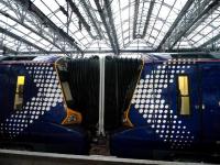 <I>Up close and personal...</I> 380001 and 380102 forming the 1530 Glasgow-Ayr service at Glasgow Central on 10 December 2010.<br><br>[John Yellowlees collection 10/12/2010]