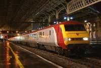 The <I>Pretendolino</I> 1846 hrs Fridays only Euston to Preston relief service stands at Preston on 10 December 2010 with DVT 82126 at the south end [see image 31880]. <br><br>[John McIntyre 10/12/2010]