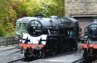 Polmadie's former resident no 80002 on shed at Haworth in May 2003.<br>
<br><br>[Colin Miller /05/2003]