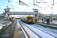 The 13.21 Edinburgh Waverley - Helensburgh Central arrives at Bathgate platform 2 on 14 December 2010.  <br><br>[John Furnevel 14/12/2010]