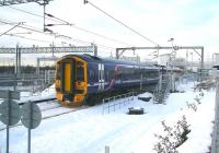 The terminating 12.48 ex-Edinburgh Waverley runs into platform 1 at Bathgate on 14 December 2010.  <br><br>[John Furnevel 14/12/2010]