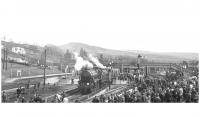 Panorama showing the MRTS/SVRS <I>North West Tour</I> during the photostop at Chinley on 20 April 1968. The special had originated from Birmingham New Street, with Black 5s 45110 + 44949 taking over at Stockport.<br><br>[K A Gray 20/04/1968]