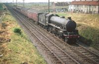 Thornton B1 no 61403 heads south on the Forth Bridge line past new housing developments at Broomhall on the approach to Saughton Junction in July 1959.<br><br>[A Snapper (Courtesy Bruce McCartney) 25/07/1959]