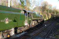 BR Standard Class 5 4-6-0 no 73096 stands at Medstead and Four Marks station on the Mid Hants Railway on 2 January 2011.<br><br>[Peter Todd 02/01/2011]