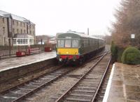 A Class 101 DMU waits at Rawtenstall for the first ELR departure of the year for Bury and Heywood. The line to Bacup used Met Cam sets from as early as 1956 but they soon gave way to the Cravens units that would serve until final BR closure in 1972. [See image 32157] for the same location thirty years earlier.<br><br>[Mark Bartlett 01/01/2011]