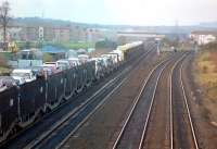 One of the Bathgate car trains heading west past Saughton Junction in May 1988.<br><br>[John Furnevel 26/05/1988]