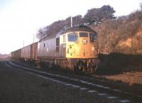 D5308 shunts Maud Junction on the daily Aberdeen-Fraserburgh goods on 27th March 1973. Note the parcels van - this traffic continued at Fraserburgh long after the withdrawal of passenger trains in 1965. <br><br>[David Spaven 27/03/1973]