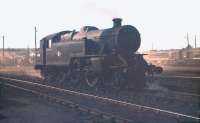 Fairburn 2-6-4T no 42165 stands in the shed yard at Polmadie in May 1959. In addition to the steam locomotives on shed at the time, a pair of early Metrovick diesels can be seen in the right background. The pair (D5709+D5705) had worked into Gushetfaulds that morning on the overnight <i>Condor</i> container train from Hendon.<br><br>[A Snapper (Courtesy Bruce McCartney) 16/05/1959]