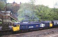 BR Class 50 no 50038 <i>Formidable</i> phototographed at Exeter Central on 3 May 1985.<br><br>[Ian Dinmore 03/05/1985]