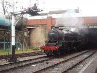 44871 emerges from the tunnel at Bury Bolton Street on a service arriving from Rawtenstall on New Year's Day 2011. Earlier in the week the <I>Black 5</I> had double headed with <I>Leander</I> from Manchester to Carlisle and back and it covered all steam services on the ELR over the New Year weekend. <br><br>[Mark Bartlett 01/01/2011]