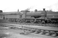 McIntosh 3F 0-6-0 no 57643 simmers in the shed yard at Hurlford in March 1959.<br><br>[Robin Barbour Collection (Courtesy Bruce McCartney) 27/03/1959]