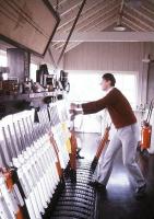 'Relief' signalman Dinmore (it was a relief when he stopped) during a spell of supervised activity at Abergavenny in 1985. [Editor's note: Ian tells me <I>'It's not often a driver rings up and swears at you...  but I did forget he was there for a few minutes as I was busy nattering with the regular signalman'</I> ...a small red entry in the train register!]  [See image 32283]<br>
<br><br>[Ian Dinmore Collection /03/1985]