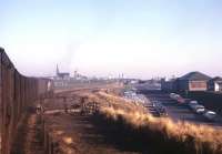 The daily goods from Aberdeen runs into Fraserburgh behind D5308 on a glorious March morning in 1973. The photographer and his chum David Fasken each paid the First Class equivalent fare for the luxury of travel in the brake van - money well spent!<br><br>[David Spaven 27/03/1973]