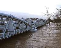The Earn Viaduct seen rising above the flood waters on 16 January 2011,  although no trains were in evidence.<br><br>[John Robin 16/01/2011]
