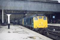 A pair of class 24 locomotives, nos. 5118 and 5117, about to leave Perthwith the 11.25 Inverness - Glasgow Queen Street train on 9th April 1970.<br>
<br><br>[Bill Jamieson 09/04/1970]