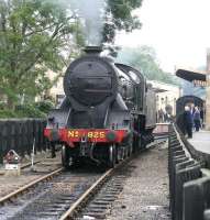 Class S15 4-6-0 no 825, looking half naked without its smoke deflectors, is in the process of running round at Pickering on 28 September 2010, having just brought in an afternoon train from Whitby. Photographed from the fenced off area behind the buffer stops. [See image 33191]<br><br>[John Furnevel 28/09/2010]