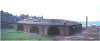 A merged image showing part of the extensive abandoned site of the large former goods depot at Greenock Lynedoch in June 1969. View is north towards the Clyde. [See image 12239]. <br>
<br><br>[Colin Miller /06/1969]