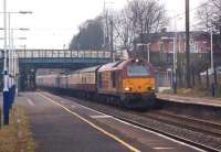 67008 heads south through Leyland with the 1Z61 Preston - London <br>
Kings Cross UK Railtours charter on 22 January 2011 in less than ideal lighting with more than a hint of fog in the area.<br>
<br><br>[John McIntyre 22/01/2011]