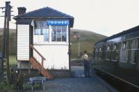 <I>Not long to go now eh?</I> The signalman at Inches and the driver of a Muirkirk-Lanark DMU exchange a few words in September 1964, just weeks before complete closure of this section of line.<br><br>[Frank Spaven Collection (Courtesy David Spaven) //]