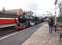 73129+71000 enter Bury Bolton Street with the 14.10 Heywood - Rawtenstall on 23 January 2011.<br>
<br><br>[John McIntyre 23/01/2011]