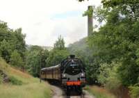 Storming the bank. BR Standard class 4 2-6-4T no 80002 approaching Haworth station with a train on the Keighley and Worth Valley Railway on 15 July 2010.<br><br>[Ian Dinmore 15/07/2010]