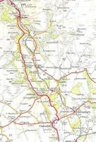 The Langholm branch from the OS One Inch map of 1955. Riddings Junction was on the English side of the border, but only just. My 1885 Ordnance Gazetteer of Scotland lists Gilnockie only as a station, and it's hard to see from this map what else it was! The names Holehouse and Claygate were already spoken for. The parish minister writing in 1959 for the Third Statistical Account of Scotland: The County of Dumfries laments the recent reduction in services at Canonbie but gives Gilnockie a namecheck only. As was usual in these accounts (from the Parish of Thurso to the Parish of Gretna) the bus service is praised as being cheaper and more convenient. Crown Copyright 1955.<br>
<br><br>[David Panton //1955]