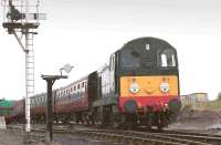 Bo'ness-based D8020 photographed at Boat of Garten when on loan to the Strathspey Railway in October 2001.<br>
<br><br>[Bill Roberton /10/2001]