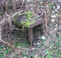 Base of an old signal post at Auchmuty Junction, Glenrothes, on the former Leslie branch. Photographed on 29 January 2011. [See image 32587]<br>
<br><br>[David Panton 29/01/2011]