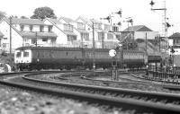 A Swindon class 120 DMU leaves Ferryhill MPD in June 1974 heading for Aberdeen station.<br><br>[John McIntyre 08/06/1974]