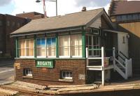 The diminutive Reigate crossing box on 17 May 2005. On the left is the busy A217 London Road.<br><br>[Ian Dinmore 17/05/2005]