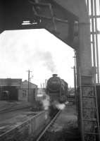 Black 5 no 45310 in the yard at Carnforth in 1968.<br><br>[David Spaven //1968]