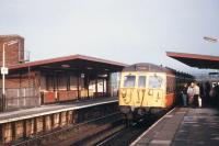 A Bury electric service calls at Radcliffe Central on 3 October 1990.<br><br>[Ian Dinmore 03/10/1990]