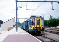SNCB / NMBS emu no 115 (Type AM 54) awaits custom at Eupen in July 1989.<br>
<br><br>[Colin Miller /07/1989]