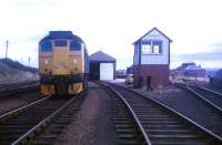 Ready for the road. The driver of an Inverness-bound freight gets set to depart from Invergordon goods yard in the summer of 1973.<br>
<br><br>[David Spaven //1973]