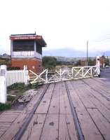 Pre-revival East Lancashire Railway scene at Rawtenstall West level crossing in August 1988. [See image 32794]<br><br>[Ian Dinmore /08/1988]