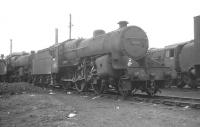 <I>Crab</I> 2-6-0 no 42913 stands amongst the abandoned locomotives alongside Ayr shed in April 1966. Officially withdrawn at the end of July that year disposal took place in the yard of Messrs Arnott Young, Troon, some 3 months later.<br><br>[K A Gray 10/04/1966]